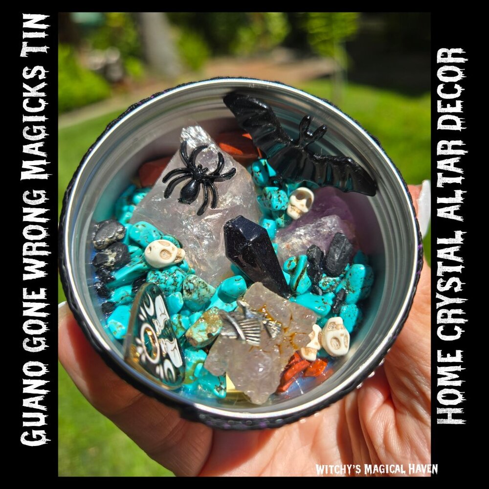 Spooky Guano Gone Wrong Magicks Crystal Altar Home Decor Tin